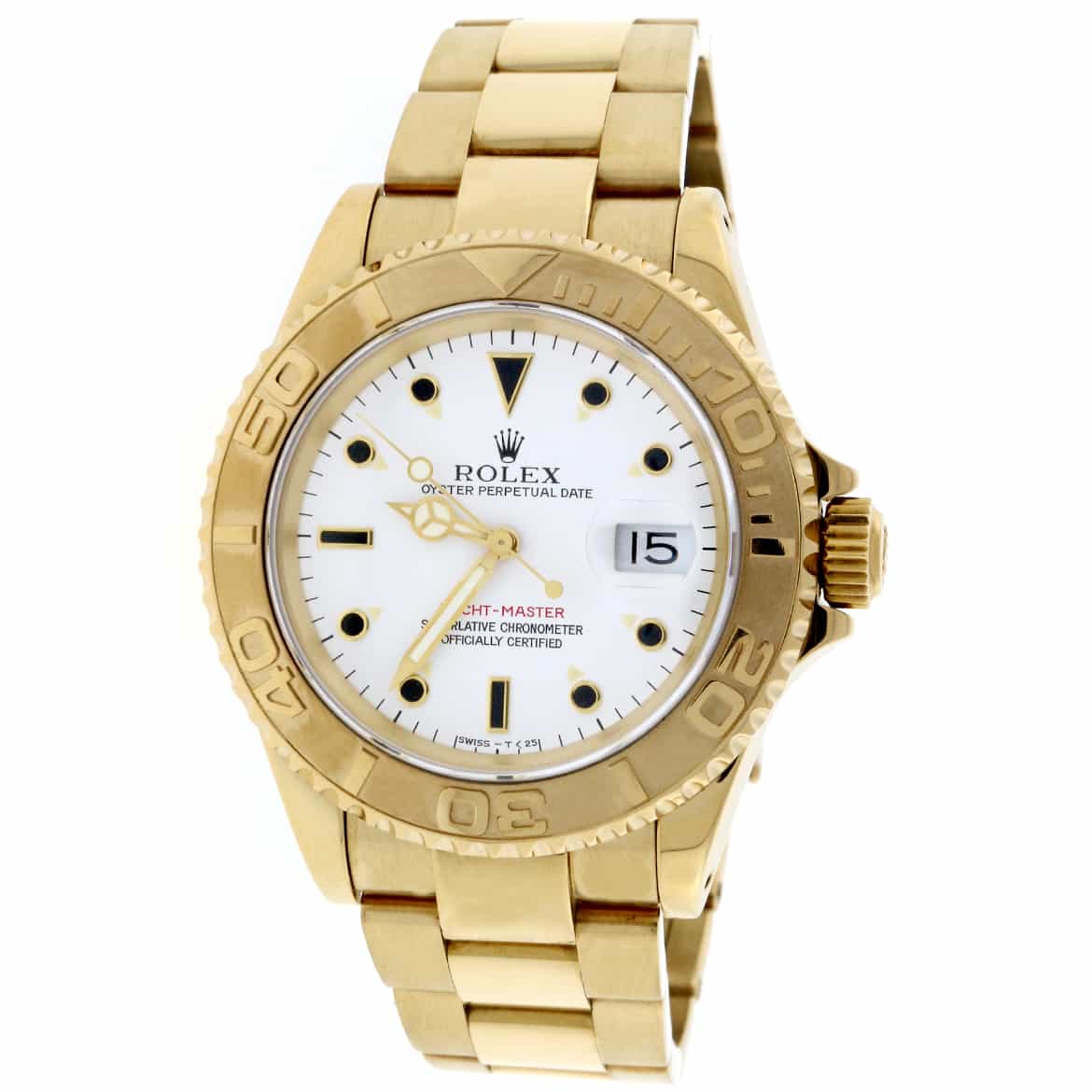 Rolex Yacht-Master 40mm 18K Yellow Gold White Dial & Gold Bezel 16628 | Da Vinci Fine Jewelry, Inc.