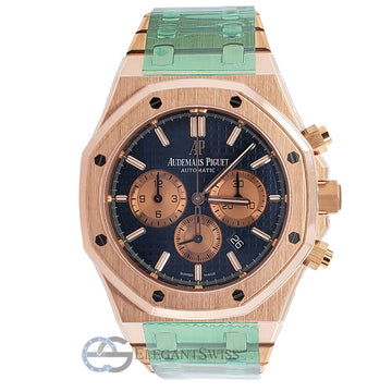 Unworn Audemars Piguet Royal Oak Chronograph 41mm Blue Dial Rose Gold Watch Box Papers 26331OR.OO.1220OR.01