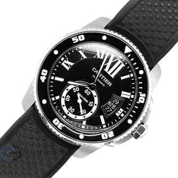 Calibre de Cartier Diver Black Roman Dial 42mm Steel Watch W7100056 3729