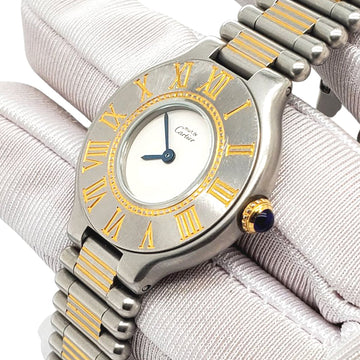 Cartier 21 Must de Cartier 28mm White Dial Gold plated/Stainless Steel Watch