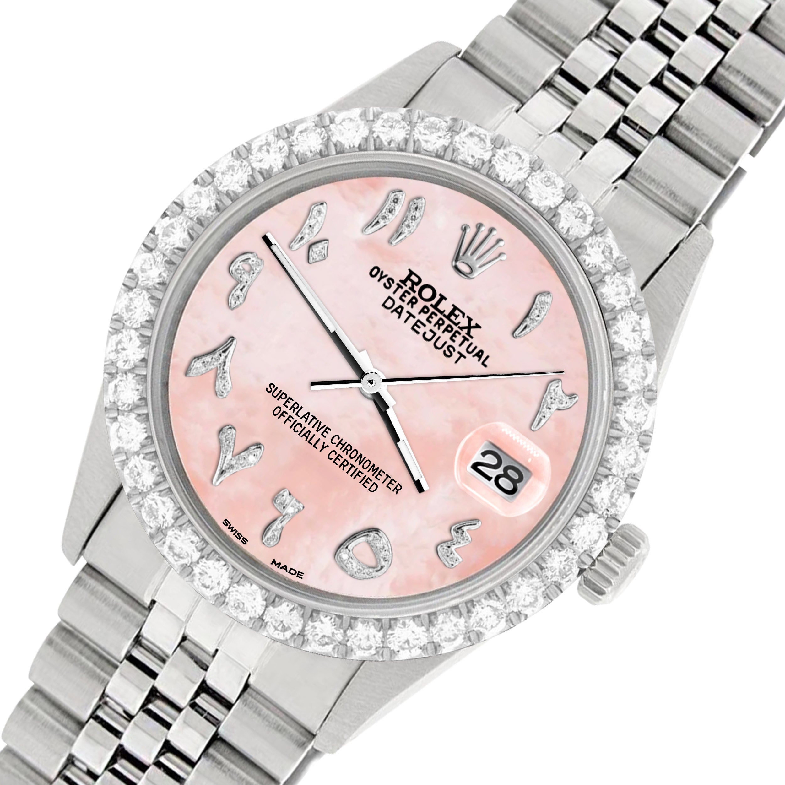 ingeniør Dominerende Sovesal Rolex Datejust 36MM Steel Watch with 3.35CT Diamond Bezel/Royal Pink D