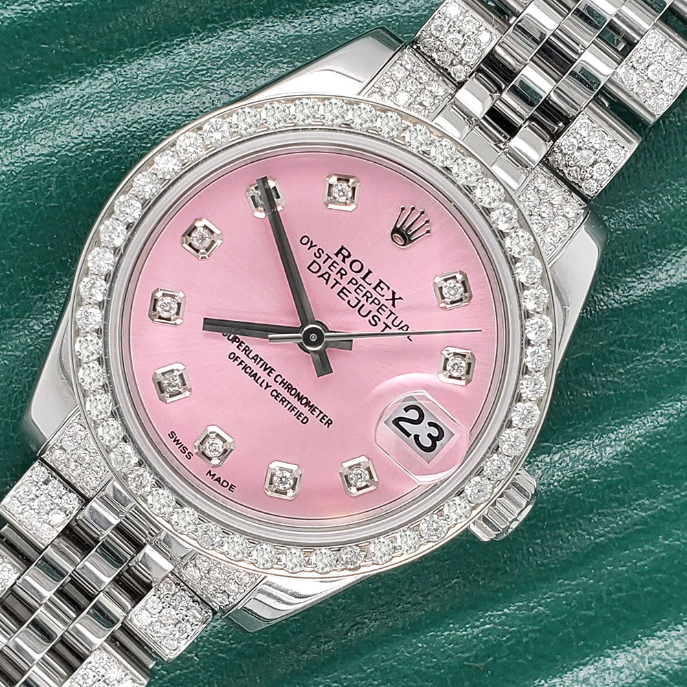 Selvforkælelse bogstaveligt talt koncept Rolex Datejust Midsize 31mm 3.30ct Diamond Bezel/Bracelet/Baby Pink Di