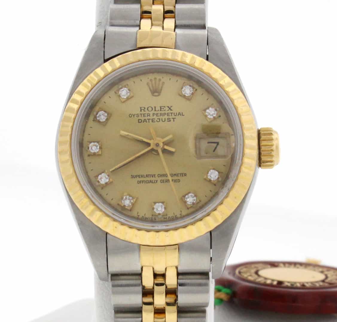 Rolex Datejust Steel Yellow Gold Anniversary Diamond Dial Ladies
