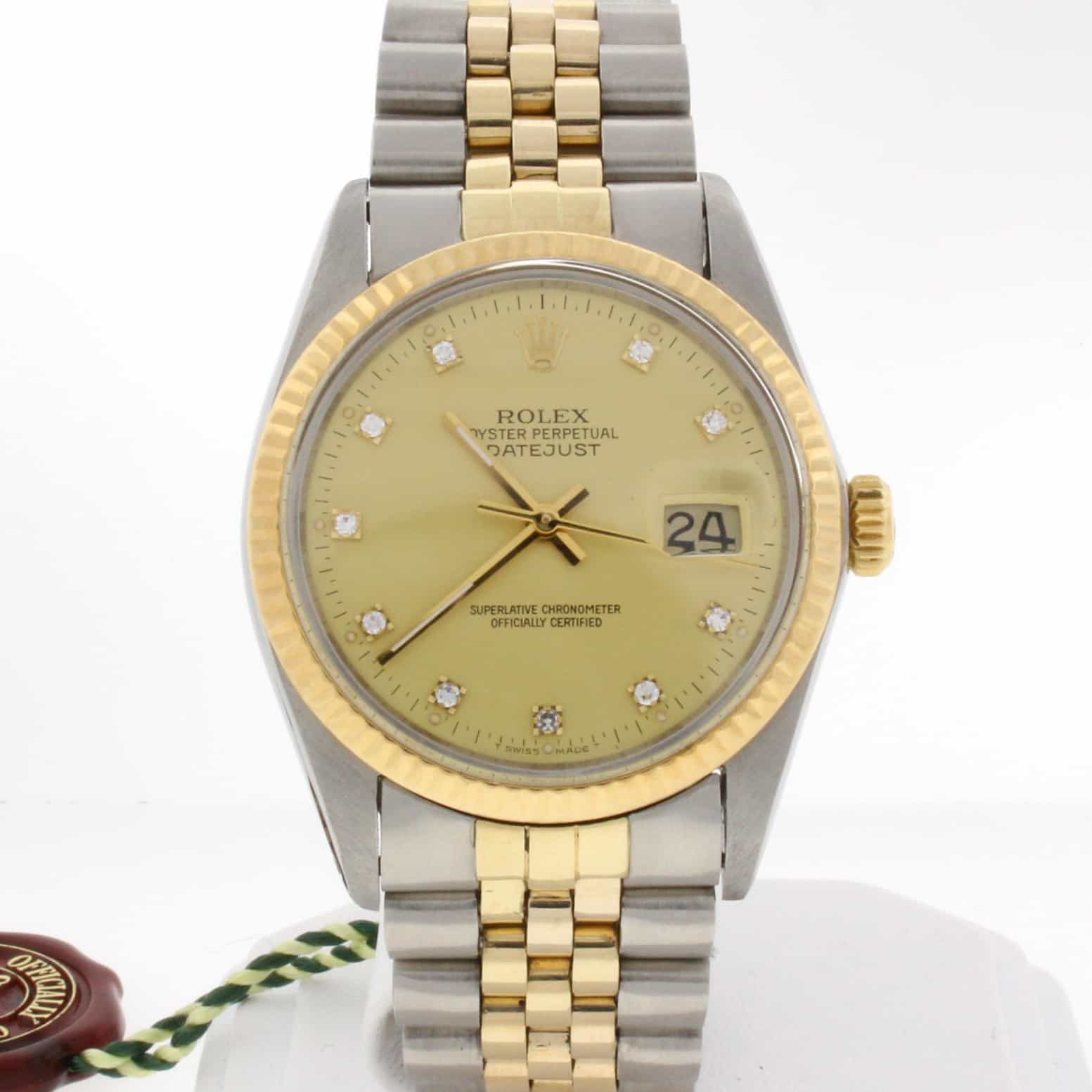 Rolex Datejust Original Champagne Diamond Dial 2-Tone 18K Yellow Gold