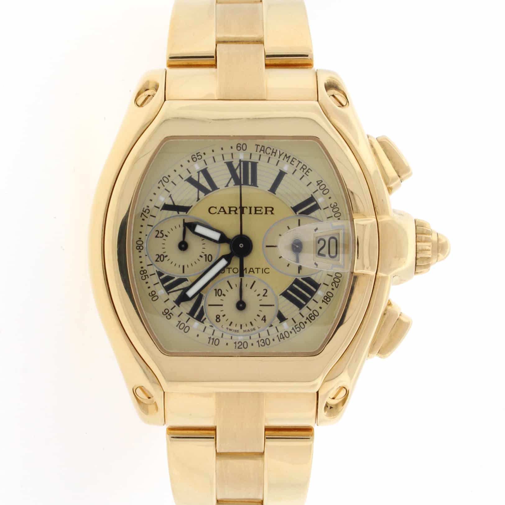 Cartier Roadster XL Chronograph 18K Yellow Gold Automatic Mens Watch 2