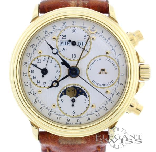 Maurice Lacroix 18K Yellow Gold Moon-phase Calendar ML66 7751 Mens Wat