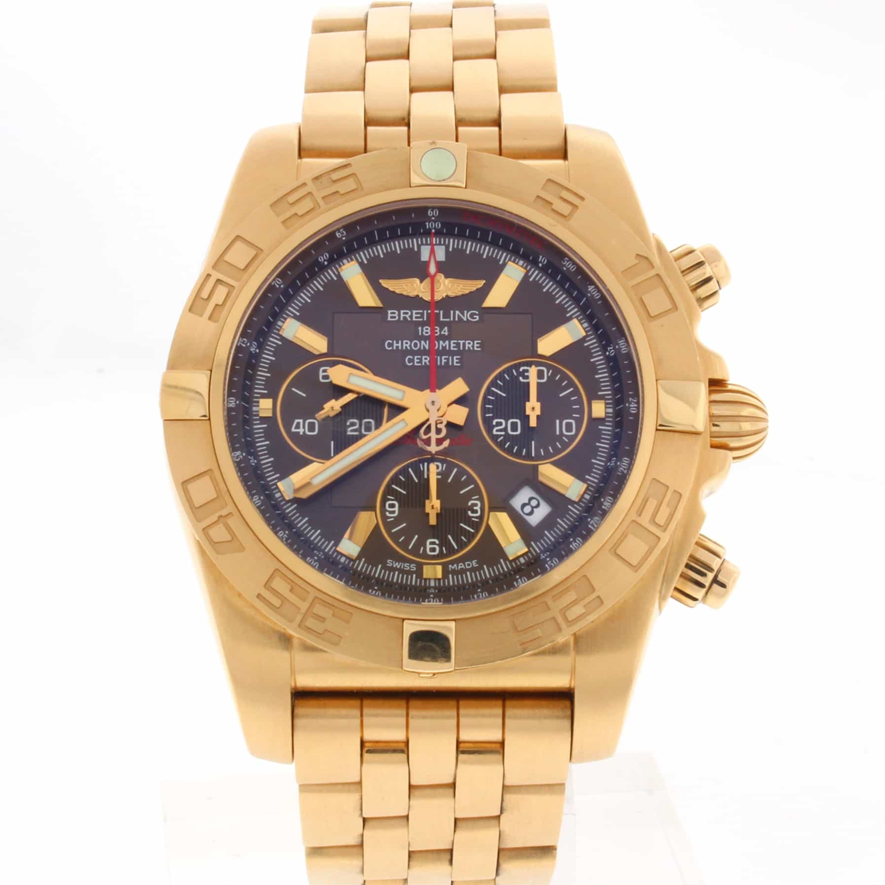 Breitling Chronomat 44 18K Rose Gold Special Edition Chronograph Automatic  Mens Watch HB0110