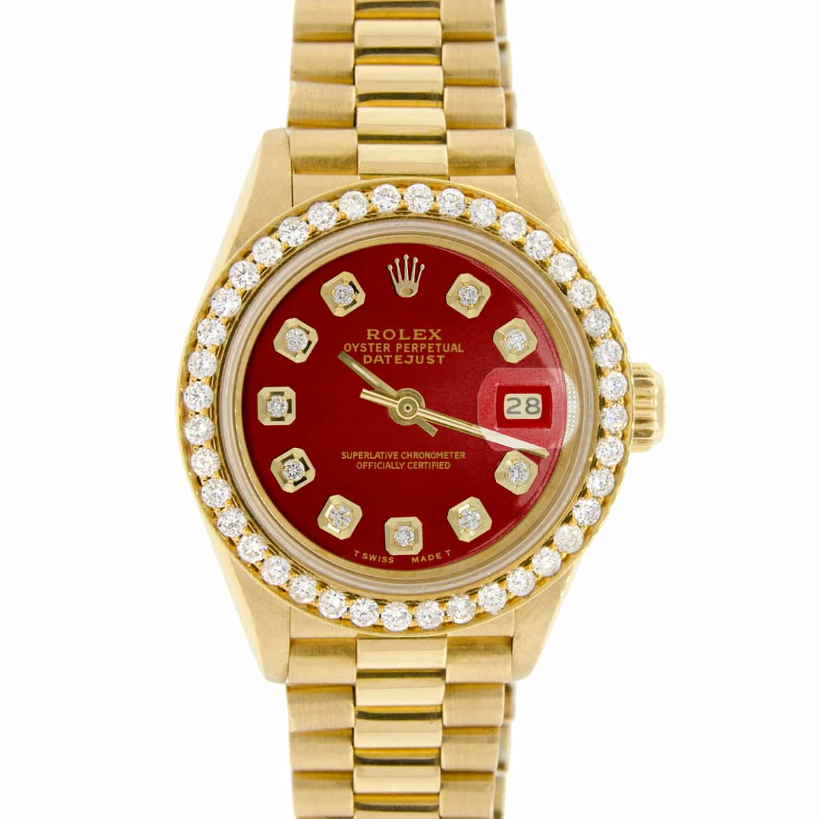 Rolex Oyster Perpetual DateJust 18K Yellow Gold Diamond Women's Watch
