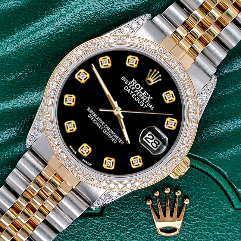 Rolex Datejust 36 MM Jubilee Black Diamond Dial Two Tone