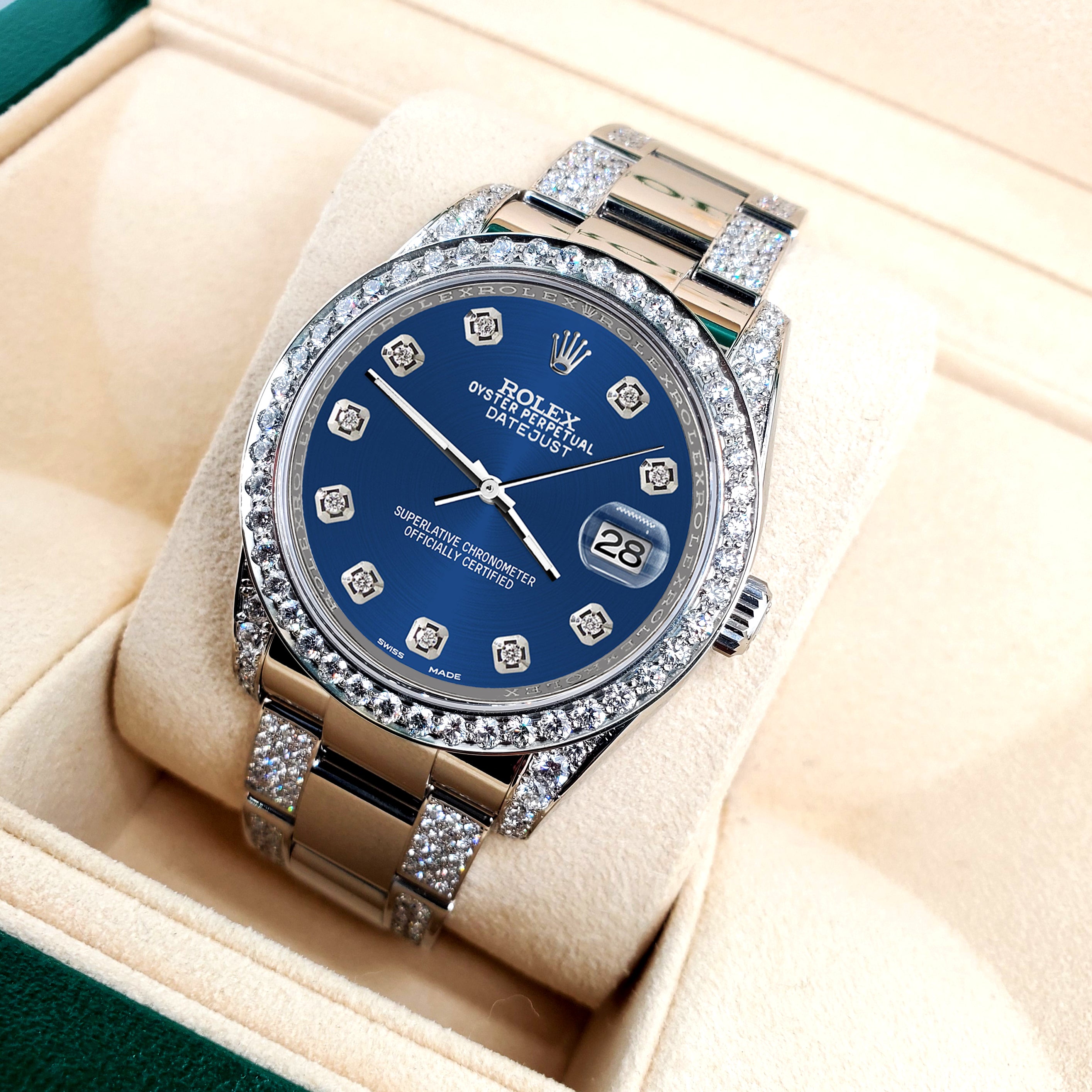 Rolex Datejust 5.9ct Diamond Bezel/Lugs/Bracelet/Cobalt Blue Dial