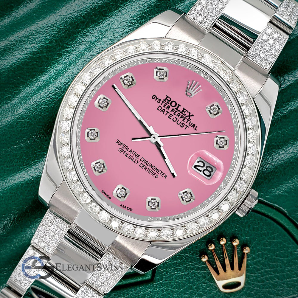 Rolex II 41mm 5ct Diamond Bezel/Bracelet/Hot Pink Diamond Dia