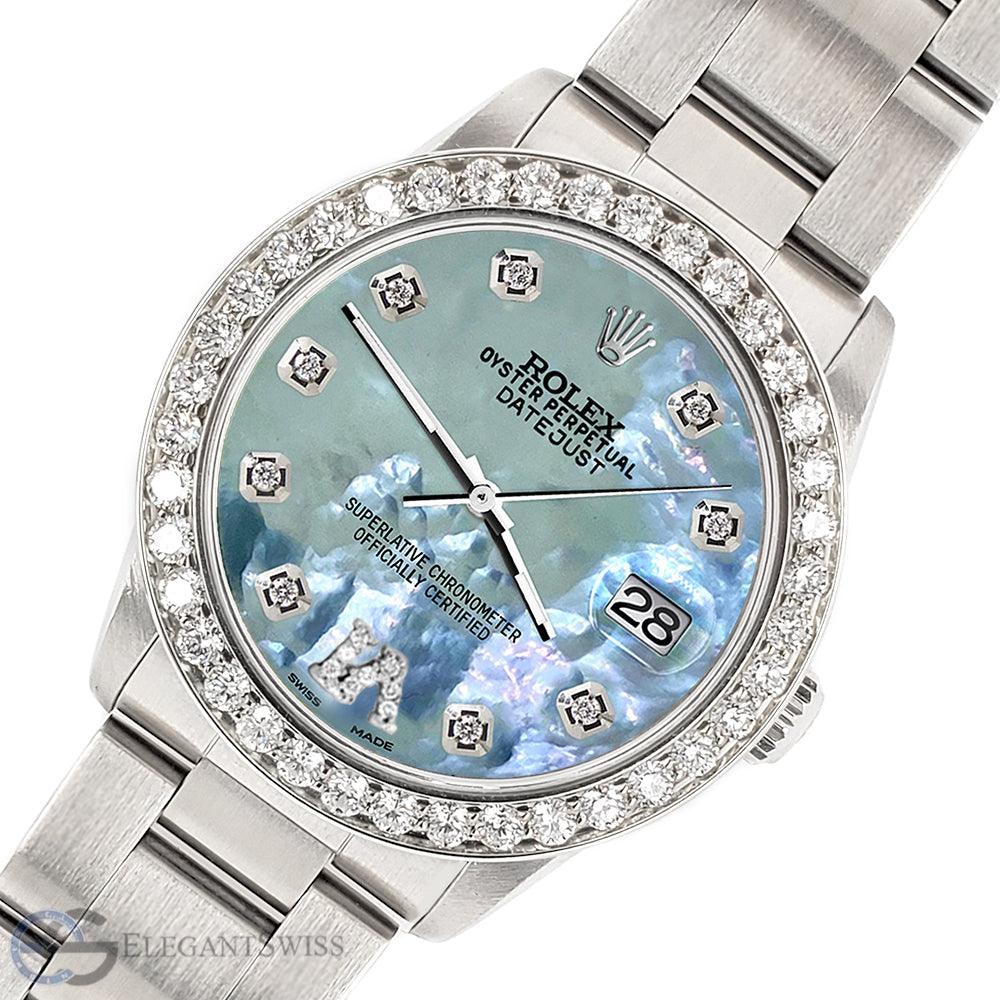 Rolex with light outlet blue face