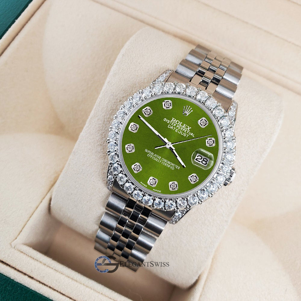 Rolex datejust green hot sale diamond dial