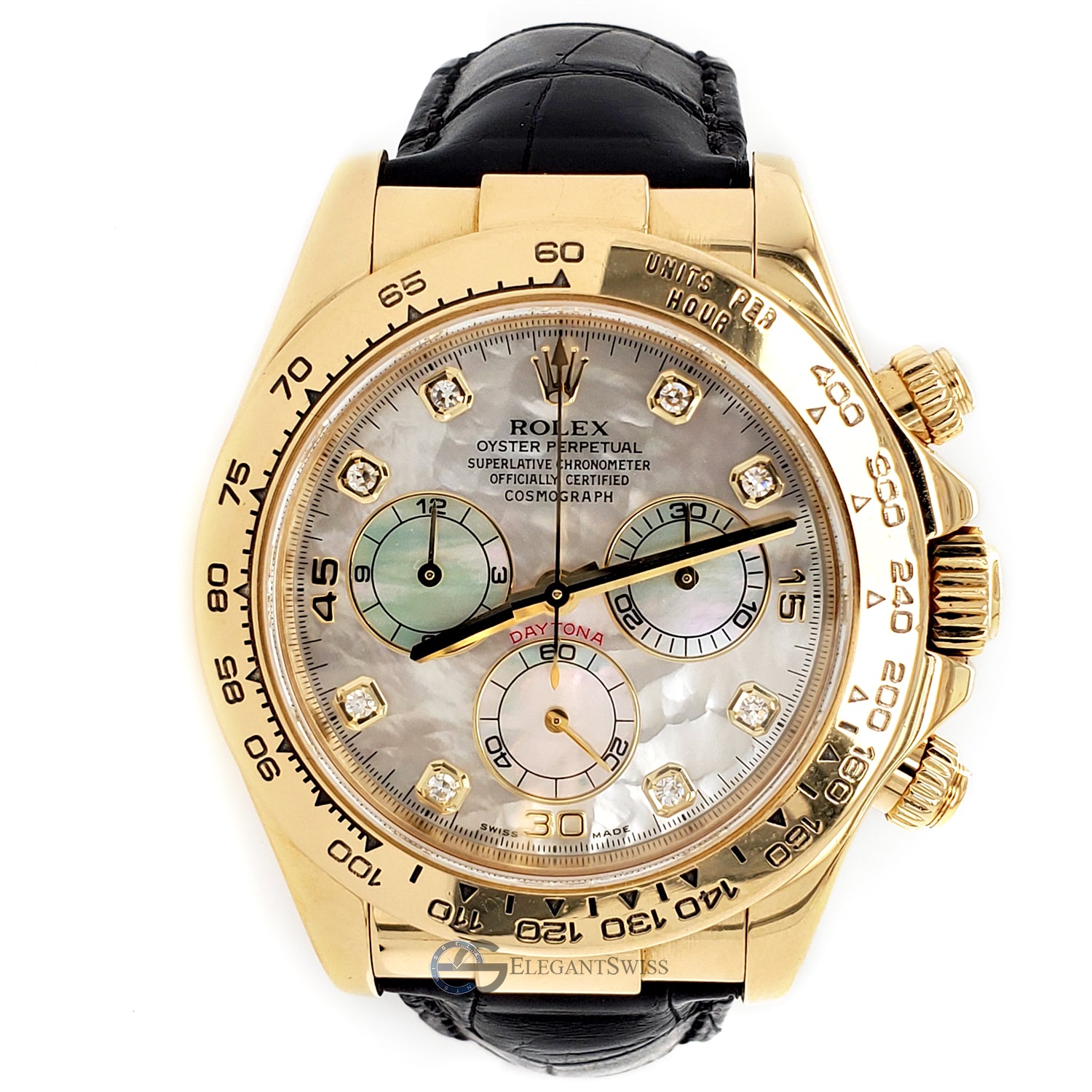 Rolex Daytona Factory White MOP Diamond Dial 40mm Yellow Gold 116518 B