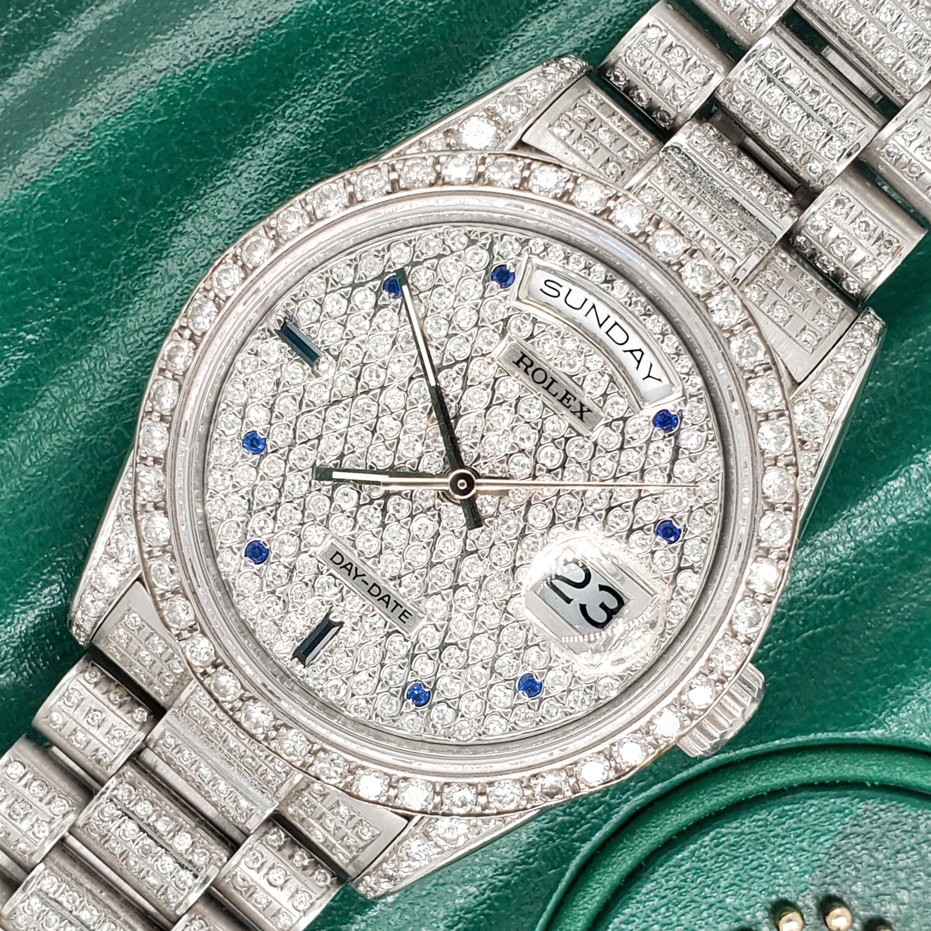 Rolex president 18k white gold diamond mens watch Clearance