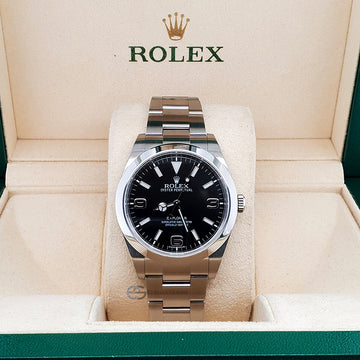 Rolex Explorer Oyster Perpetual Black Dial 39mm Stainless Steel Men's Watch 214270 Box Papers