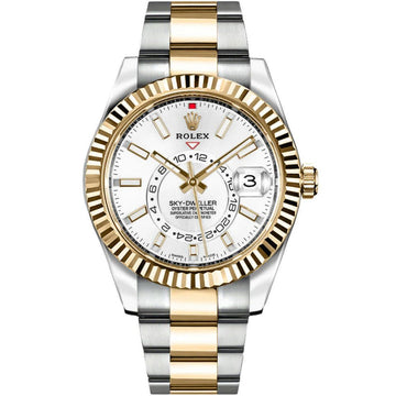 Rolex Sky-Dweller 42mm White Index Dial Jubilee Bracelet Watch 326933 Box Papers
