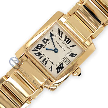 Cartier Tank Francaise Midsize 25MM 18K Yellow Gold Roman Dial Ladies Watch 2466