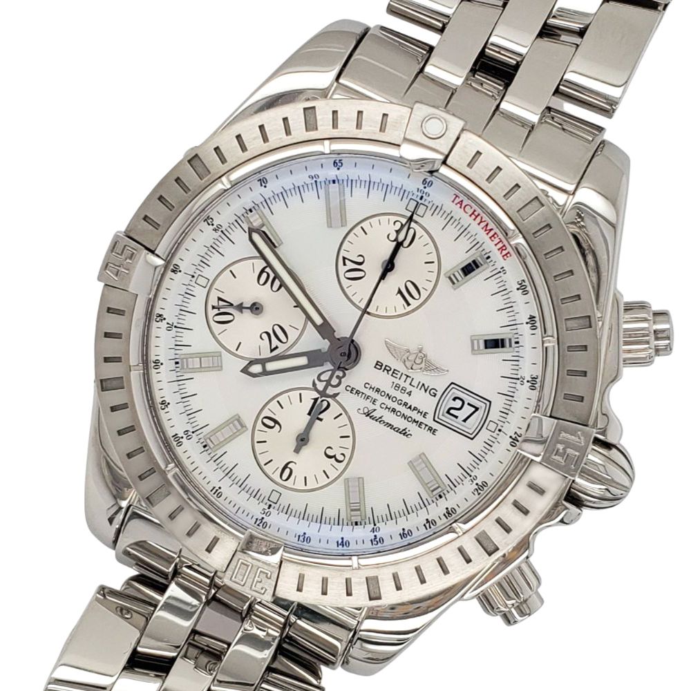 Breitling Chronomat Evolution White MOP Dial Chronograph 44mm Steel Wa
