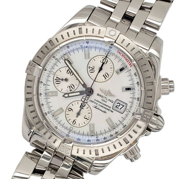 Breitling Chronomat Evolution White MOP Dial Chronograph 44mm Steel Watch A13356 Box Papers