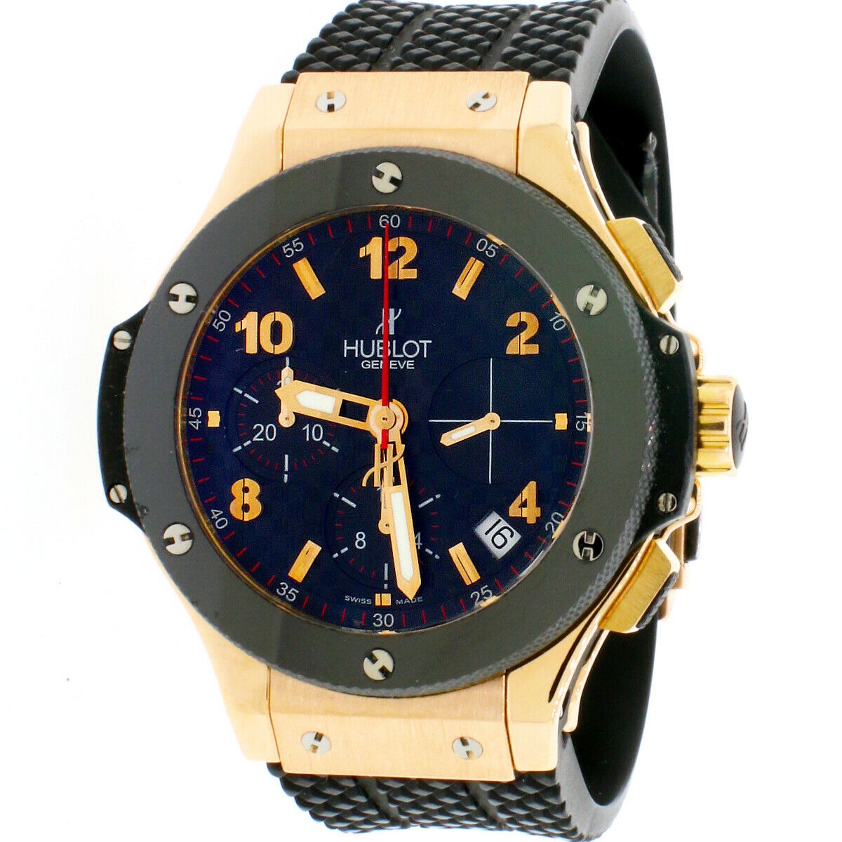 Hublot Big Bang Rose Gold Ceramic Rubber Chronograph Automatic Men's Watch, 341.PB.131.RX