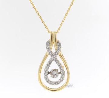 Ladies 14K Yellow Gold 0.18 Ct Diamond Pendant & 14K Yellow Gold Necklace