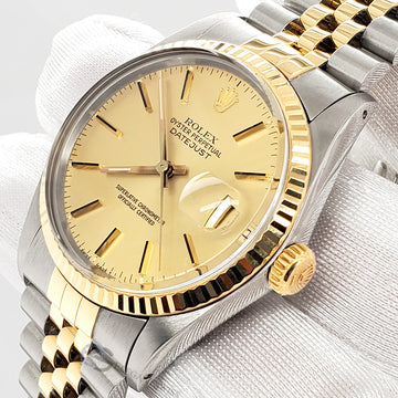 Rolex Datejust 36mm Champagne Dial Yellow Gold/Stainless Steel Watch 16013