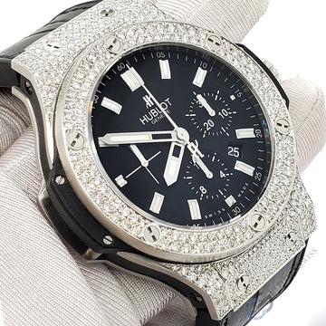 Hublot Big Bang Chronograph 44mm 3.6CT Diamond Bezel/Case/Black Dial Watch