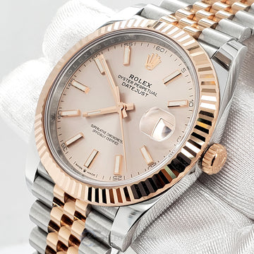 Unworn Rolex Datejust 41 126331 Pink Sundust Index Dial  Rose Gold/Steel Jubilee Watch 2022 Box Papers