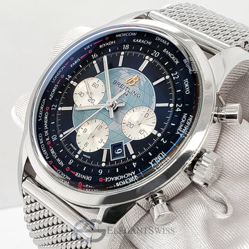 Breitling Transocean Chronograph Unitime 46mm Steel Watch AB0510U4/BB62 Box Papers