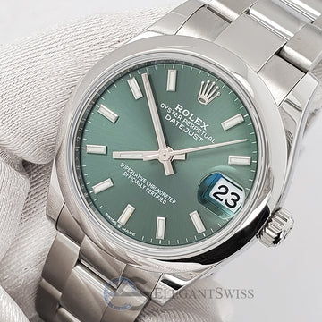 Unworn Rolex Datejust 31mm 278240 Mint Green Index Dial Stainless Steel Oyster Watch 2022 Box Papers