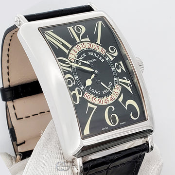 Franck Muller Large Long Island Bi-Retrograde White Gold Black Dial Watch 1100DS-R