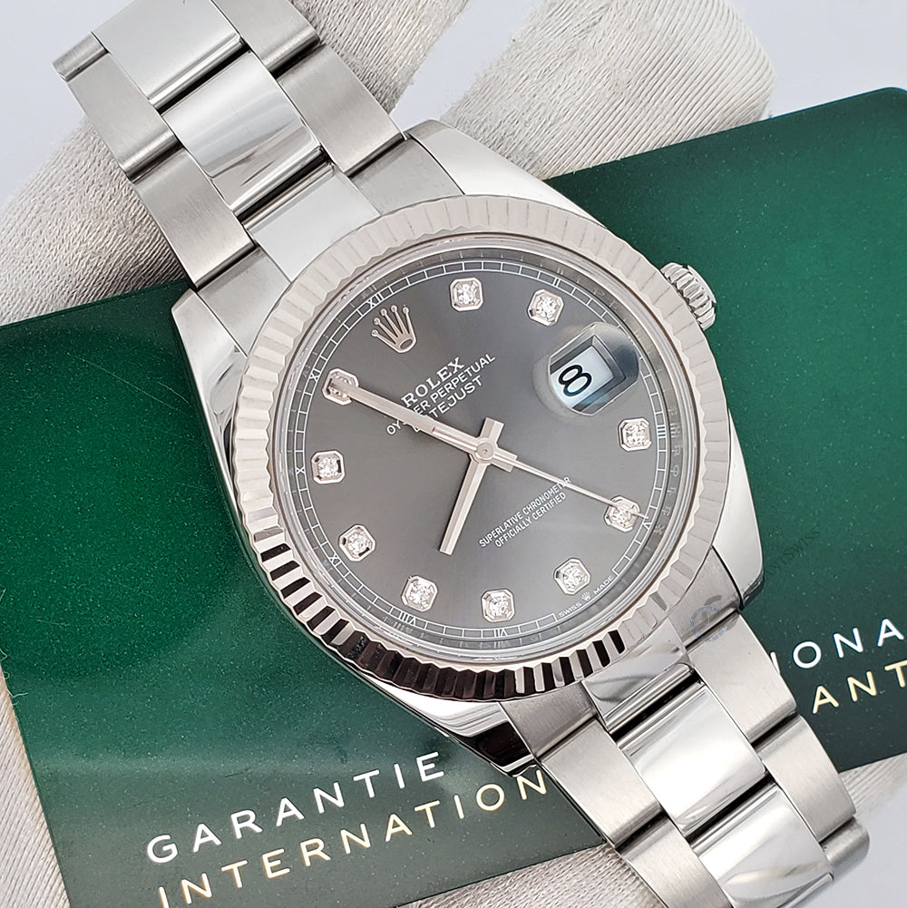 Rolex Datejust 41 126334 Factory Rhodium Diamond Dial Stainless Steel Watch 2023 Box Papers