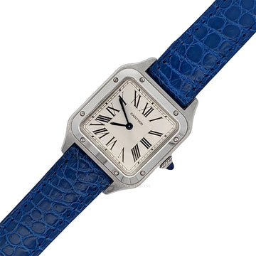 Cartier Santos Dumont 28mm Silver Dial Stainless Steel Quartz Watch WSSA0023