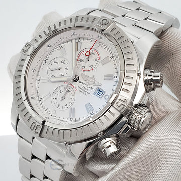Breitling Super Avenger Chronograph 48MM White Index Stainless Steel Watch A13370
