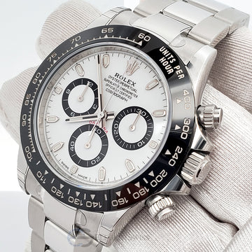 Unworn Rolex Cosmograph Daytona 40mm White Panda Index Dial Steel Watch 116500LN 2023 Box Papers