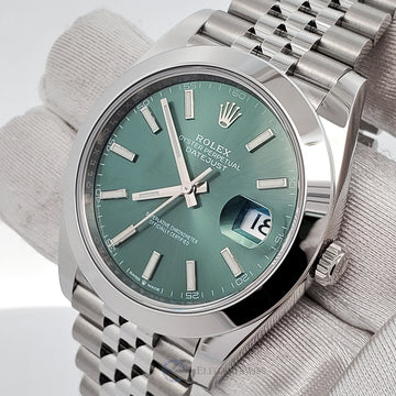 Rolex Datejust 41 126300 Mint Green Dial Stainless Steel Jubilee Watch 2023 Box Papers