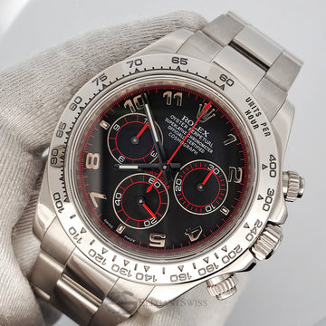 Rolex Cosmograph Daytona Black Racing Dial 18K White Gold Watch 116509