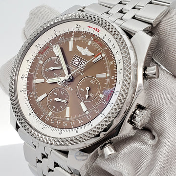 Breitling Bentley 6.75 Chronograph 49mm Brown Index Dial Big Date Stainless Steel Watch A44362