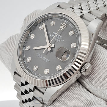 Rolex Datejust 41 126334 Factory Rhodium Diamond Dial Jubilee Steel Watch Box Papers