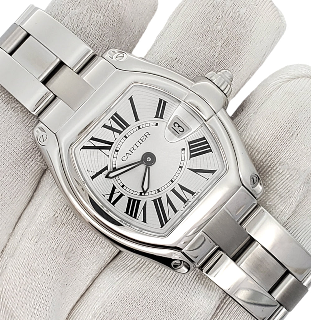 Cartier Roadster Silver Roman Dial Stainless Steel Ladies Watch W62016V3 2675