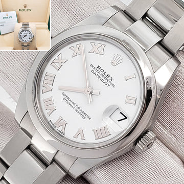 Rolex Datejust 31mm White Roman Dial Steel Oyster Watch 178240 Box Papers