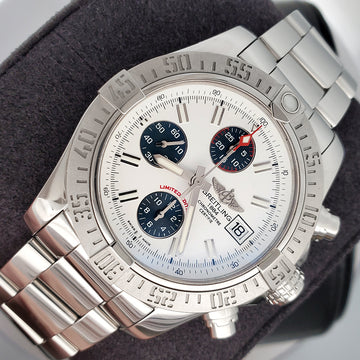 Breitling Avenger II Chronograph Limited Edition 43mm White Dial Steel Watch A13381 Box Papers