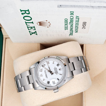 Rolex Datejust 31mm 68240 White Roman Dial Steel Oyster Watch Box Papers