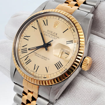 Rolex Datejust 36mm Buckley Champagne Dial Yellow Gold/Steel Jubilee Watch 16013
