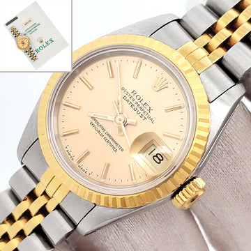 Rolex Datejust 2-tone Yellow Gold/Steel Champagne Index Jubilee 26mm Watch 69173 Papers