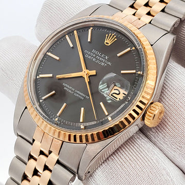 Rolex Datejust 36mm 2-Tone Gray Index Yellow Gold/Steel Riveted Watch 1601