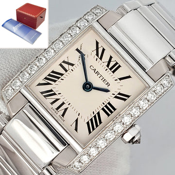 Cartier Tank Francaise Factory Diamond Ladies White Gold Watch 2403 WE1002S3