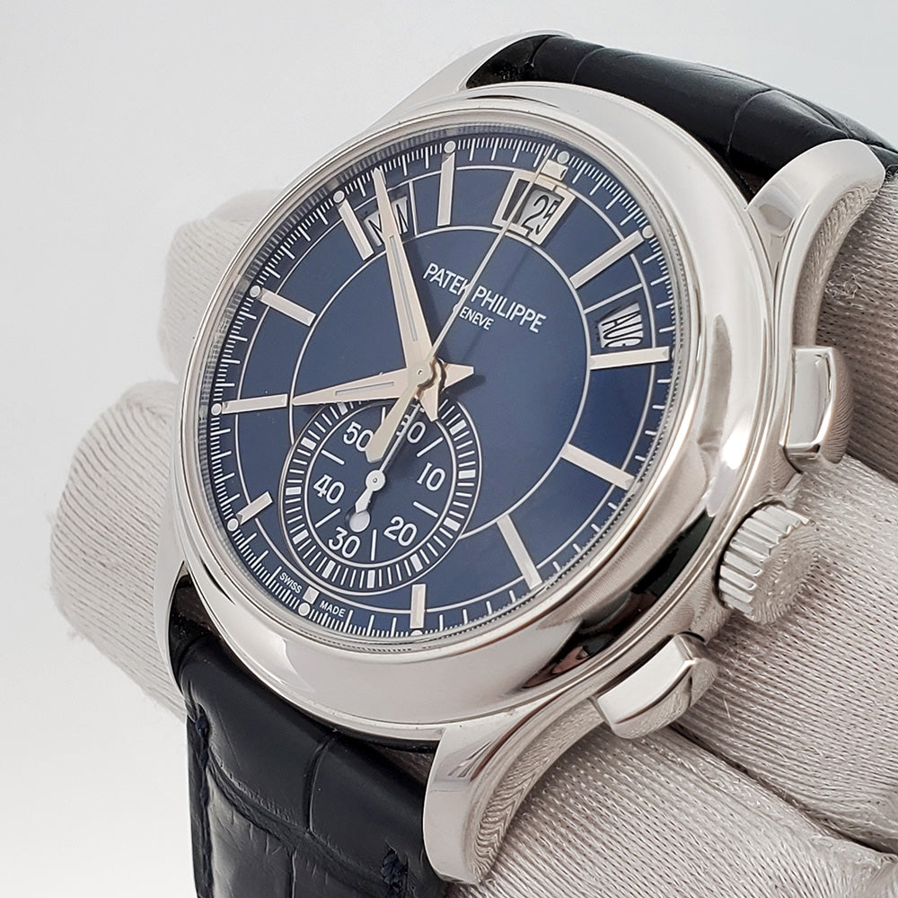 Patek Philippe Complications Annual Calendar Blue Baguette Chronograph 5905P 001 Watch Box Papers