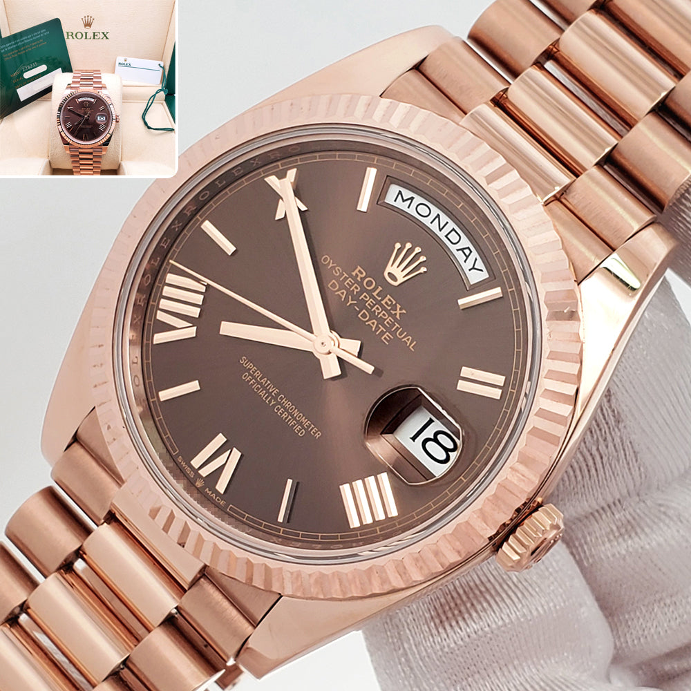 2024 Rolex President Day-Date Rose Gold Chocolate Roman Dial  228235 40mm Watch Box/Papers/Tag